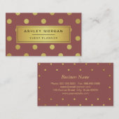 Event Planner - Trendy Marsala Gold Glitter Stippe Visitekaartje (Voorkant / Achterkant)