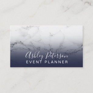 Event planner typography marble navy blue visitekaartje
