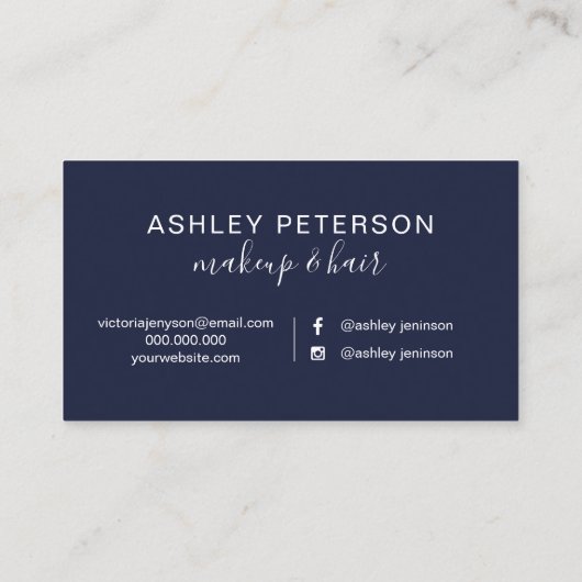 Event planner typography marble navy blue visitekaartje (Achterkant)