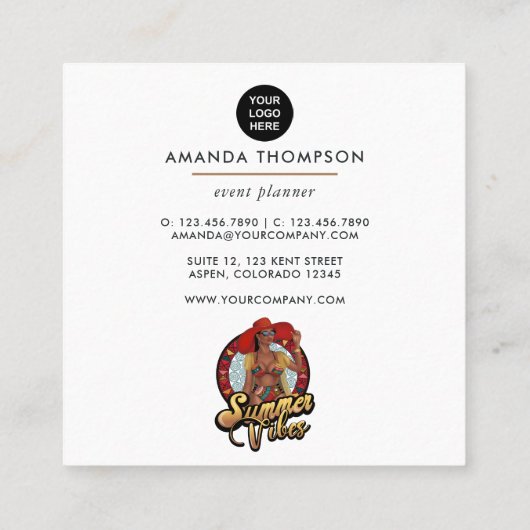 Event Planner Vierkante Visitekaartje (Achterkant)