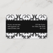 Event Planner Visitekaartje Black Damask (Achterkant)