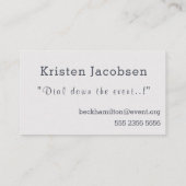 Event Planner Vrouw Business Visitekaartje (Achterkant)