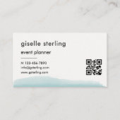 Event Planner Waterverf Aqua Blue Brush QR-code Visitekaartje (Achterkant)