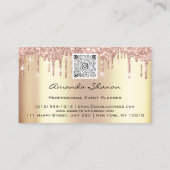 Event Planner Weddenschap Roos Gold Drip Logo QR C Visitekaartje (Achterkant)