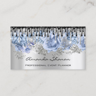 Event Planner Wedding Gray Blue Drids Logo QRCode Visitekaartje