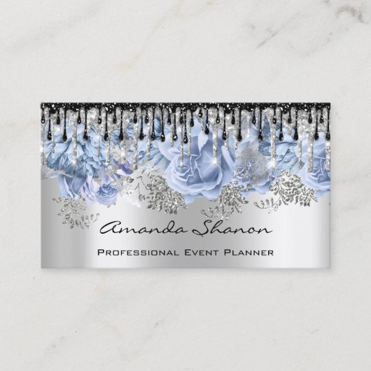 Event Planner Wedding Gray Blue Drids Logo QRCode Visitekaartje (Voorkant)