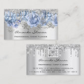 Event Planner Wedding SilverBlue Drip Logo QRCode Visitekaartje (Voorkant / Achterkant)