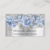 Event Planner Wedding SilverBlue Drip Logo QRCode Visitekaartje (Voorkant)
