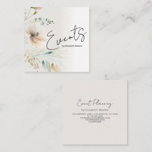 Event Planning Modern Boho Vierkante Visitekaartje (Voorkant / Achterkant)
