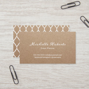 Event Planning Modern Script Rustic Kraft Visitekaartje
