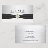 Event Planning Modern Silver en Black Ribbon Visitekaartje (Voorkant / Achterkant)
