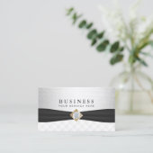 Event Planning Modern Silver en Black Ribbon Visitekaartje (Staand voorkant)