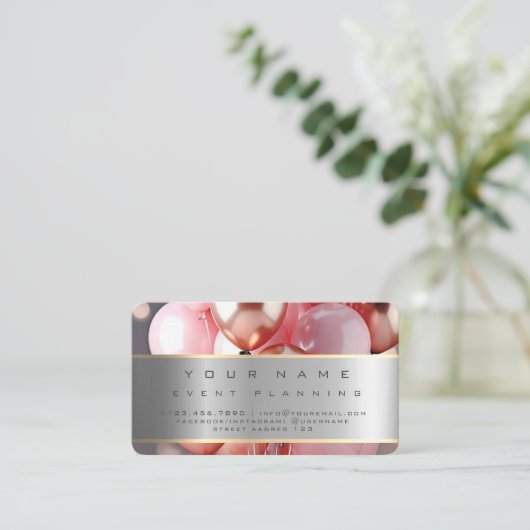 Event Planning Mooie Ballonnen Kleurrijk Visitekaartje (Staand voorkant)