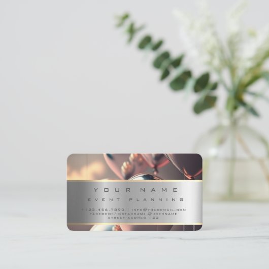 Event Planning Mooie Ballonnen Kleurrijk Visitekaartje (Staand voorkant)