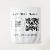 Event Seminar Party Achtergrond Logo Tekst QR Code Wandkleed (Voorkant)