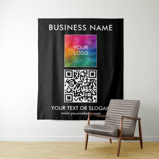 Event Seminar Party Business Logo QR Code Achtergr Wandkleed (In situ)