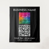 Event Seminar Party Business Logo QR Code Achtergr Wandkleed (Voorkant)