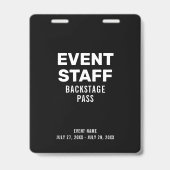 Event Staff Backstage Pass Employee ID Badge (Voorzijde)