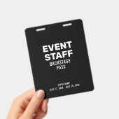 Event Staff Backstage Pass Employee ID Badge (Handheld)