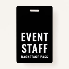 Event Staff Backstage Pass QR Code ID Badge