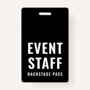 Event Staff Backstage Pass QR Code ID Badge