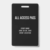 Event Staff Black All Access Pass Badge (Achterkant)