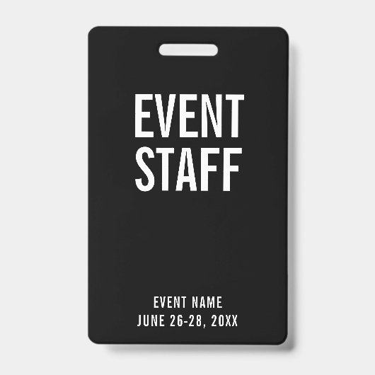 Event Staff Black All Access Pass Badge (Voorkant)