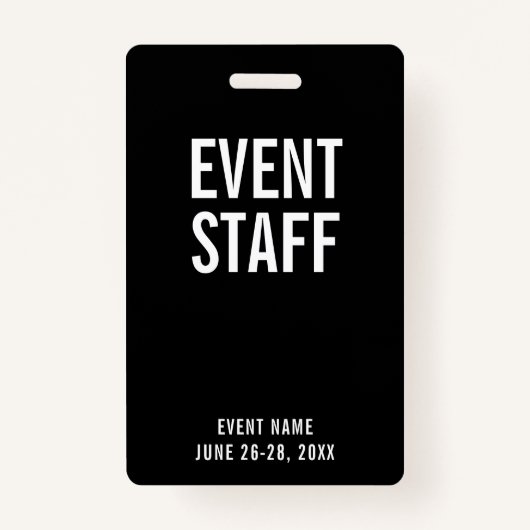 Event Staff Black All Access Pass Badge (Voorkant)