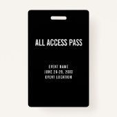 Event Staff Black All Access Pass Badge (Achterkant)