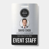 Event Staff ID Badge - Metallic Silver Black (Voorzijde)