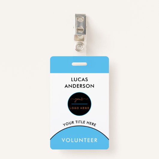 Event Staff Modern Name Badge Custom Logo Black (Voorkant met clip)