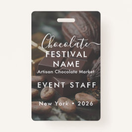 Event Staff Photo Custom Chocolate Festival Name  Badge