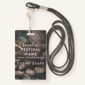 Event Staff Photo Custom Chocolate Festival Name  Badge (Achterkant met draagriem)