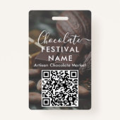 Event Staff Photo Qr Code Chocolate Festival Name Badge (Achterkant)