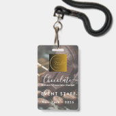 Event Staff Photo Qr Code Logo Chocolate Festival Badge (Voorzijde met lanyard)