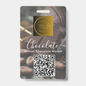 Event Staff Photo Qr Code Logo Chocolate Festival Badge (Achterkant)