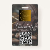 Event Staff Photo Qr Code Logo Chocolate Festival Badge (Achterkant)
