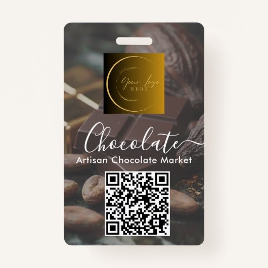Event Staff Photo Qr Code Logo Chocolate Festival Badge (Achterkant)