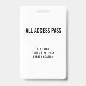 Event Staff White All Access Pass Badge (Achterkant)