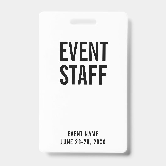 Event Staff White All Access Pass Badge (Voorzijde)