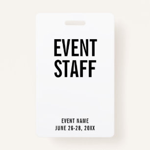Event Staff White All Access Pass Badge