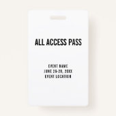 Event Staff White All Access Pass Badge (Achterkant)