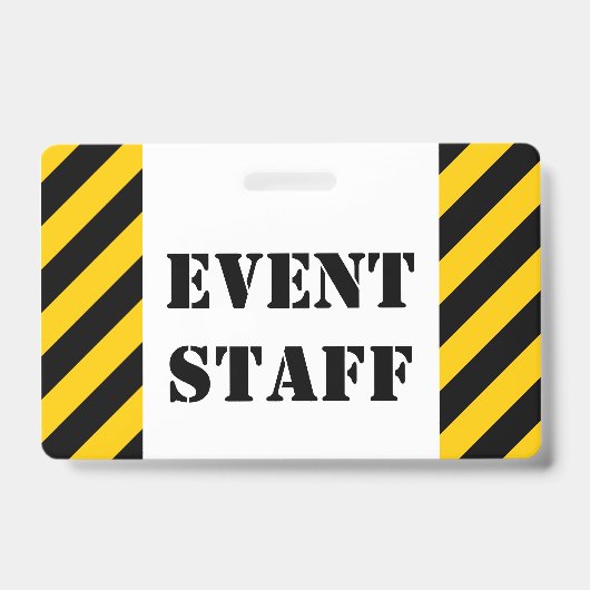 "EVENT STAFF" + Zwarte en Gele Strepen Badge (Voorzijde)