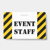 "EVENT STAFF" + Zwarte en Gele Strepen Badge (Achterkant)