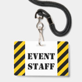 "EVENT STAFF" + Zwarte en Gele Strepen Badge (Achterkant met lanyard)