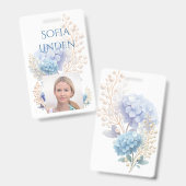 Event Stylist Powder Blue Hydrangea Waterverf Badge (Voor- en achterkant)