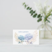 Event Stylist Powder Blue Hydrangea Waterverf Visitekaartje (Staand voorkant)