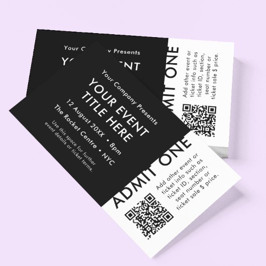 Event Ticket | Zwarte moderne QR-codesprek