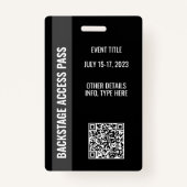 Event Titel met Foto Achtergrond Backstage Pass Badge (Achterkant)