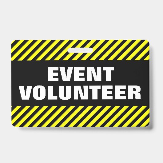 "EVENT VOLUNTEER" + Zwarte & Gele Strepen Badge (Voorzijde)
